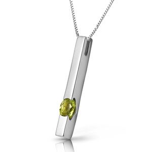 14K. SOLID GOLD NECKLACE WITH NATURAL PERIDOT (White Gold)